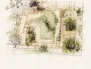 Illustration eines Gartenentwurfs
